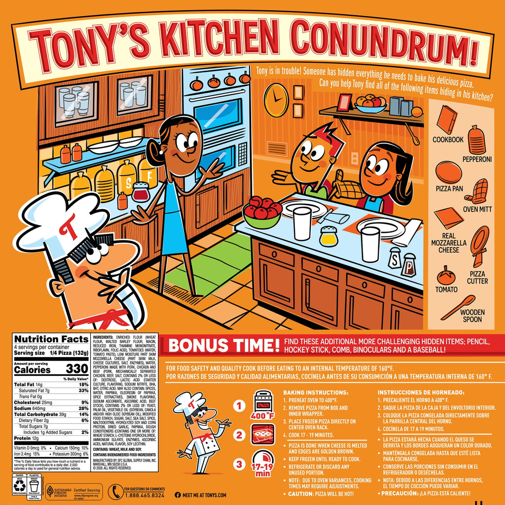 Tony's Pepperoni Pizzeria Style Crust Frozen Pizza 18.56 Oz