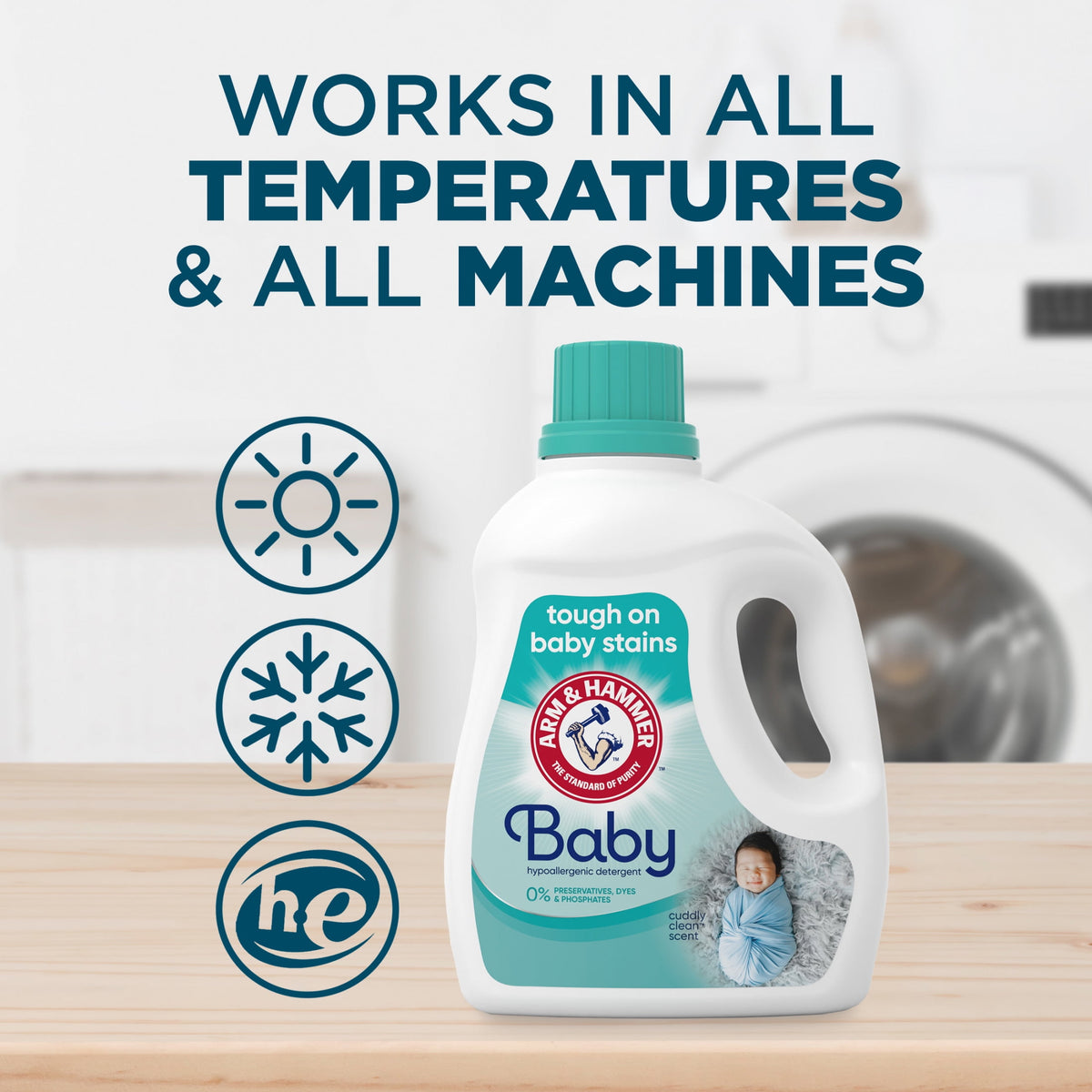 ARM & HAMMER Baby Hypoallergenic Liquid Laundry Detergent Cuddly Clean 100.5 fl oz 77 Loads