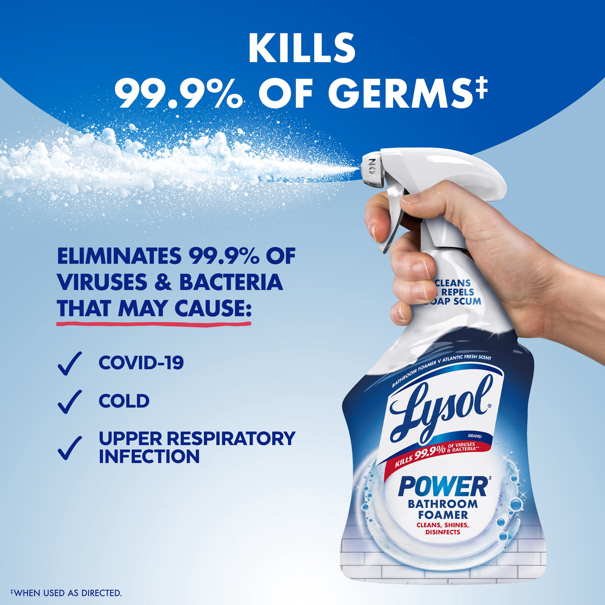 Lysol Power Foaming Bathroom Cleaner Disinfectant Spray Island Breeze 32 fl oz