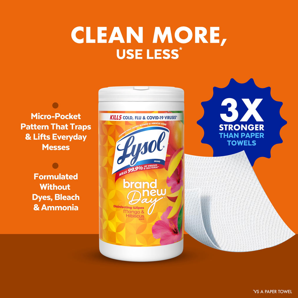Lysol Disinfecting Wipes Mango & Hibiscus Scent 80 Count