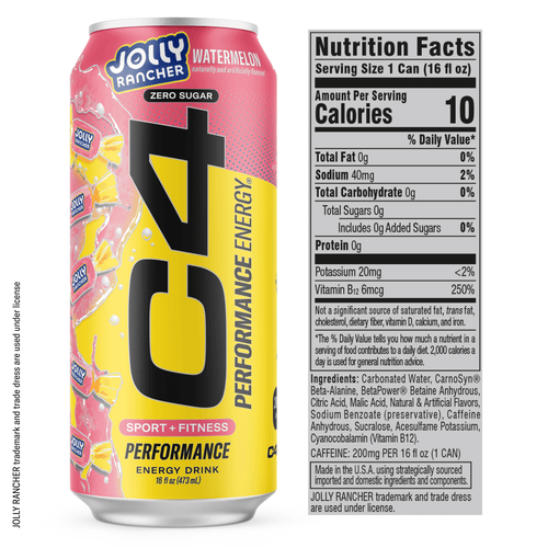 C4 Performance Energy Drink Jolly Rancher Watermelon 16 fl oz Single Can