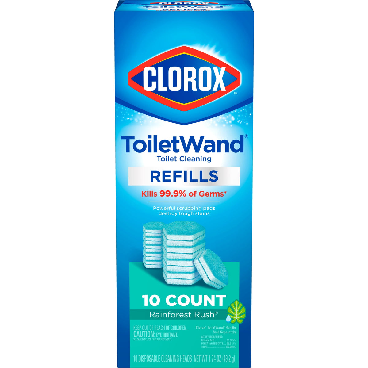 Clorox ToiletWand Disinfecting Brush Refills Rainforest Rush 10 Count