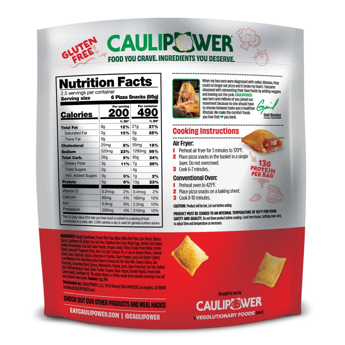 CAULIPOWER Uncured Pepperoni Pizza Snacks Frozen 7.5 Oz