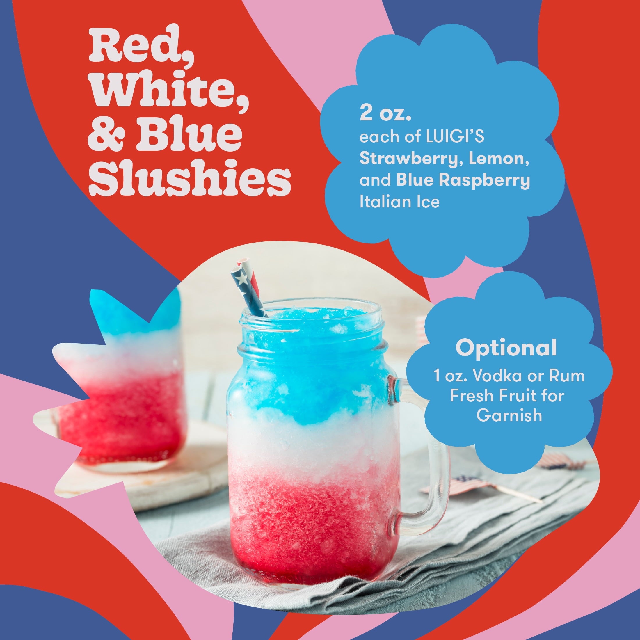 Luigi's Red White & Blue Real Italian Ice 6 Count 36 Fl Oz