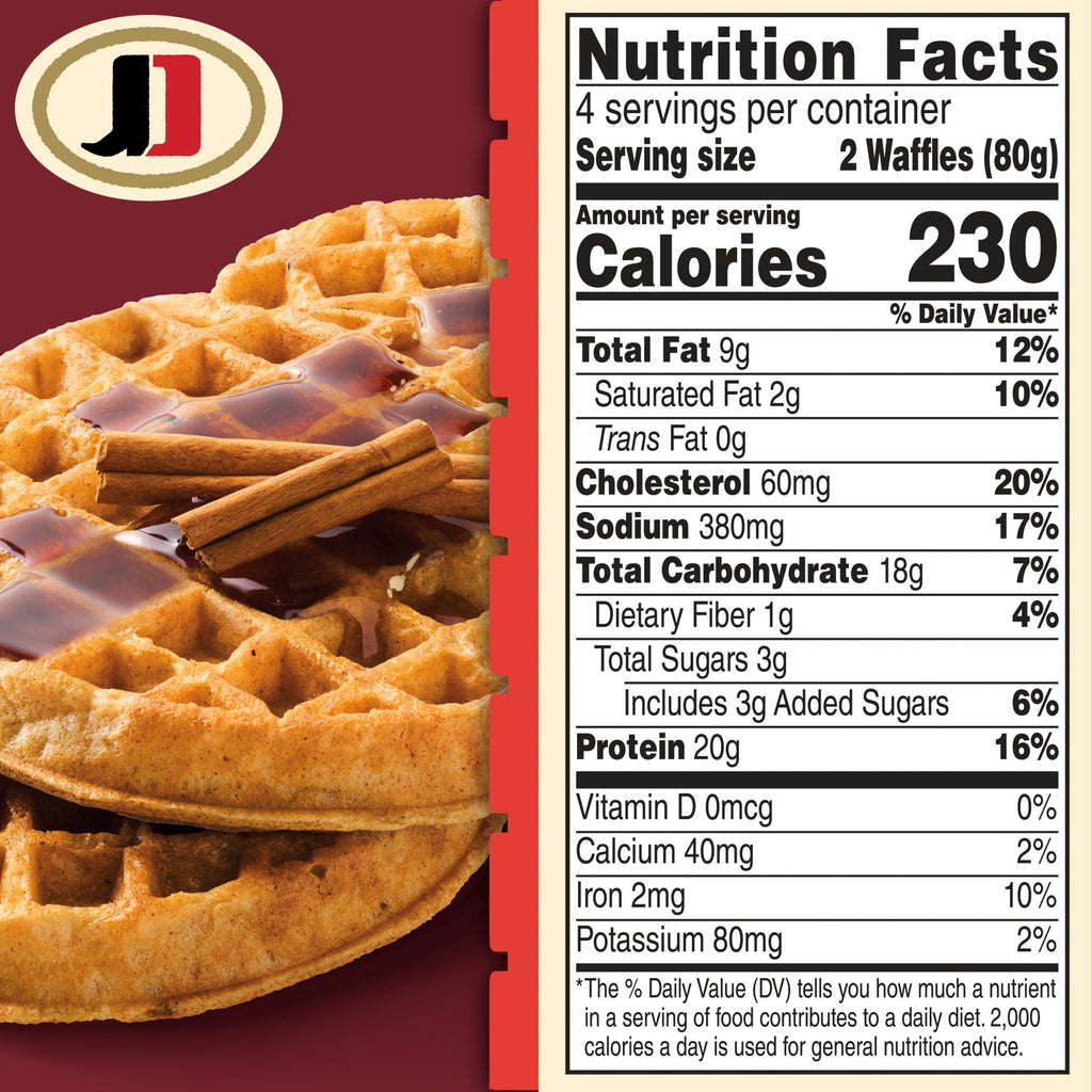Jimmy Dean Protein Cinnamon Waffles Frozen 8 Count 11.28 Oz