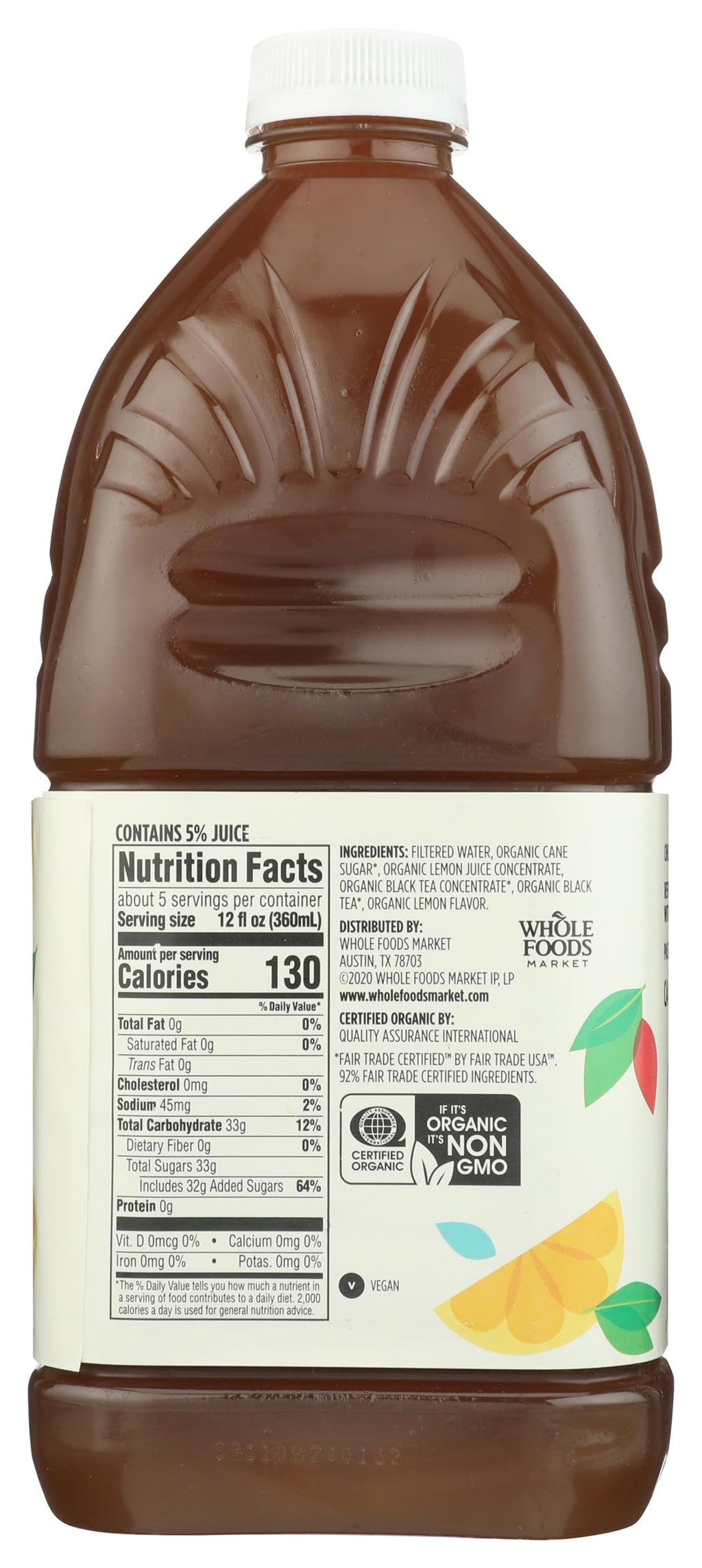Organic Lemonade & Black Tea Blend 64 Fl Oz 1 Count 365 By Whole Foods Market