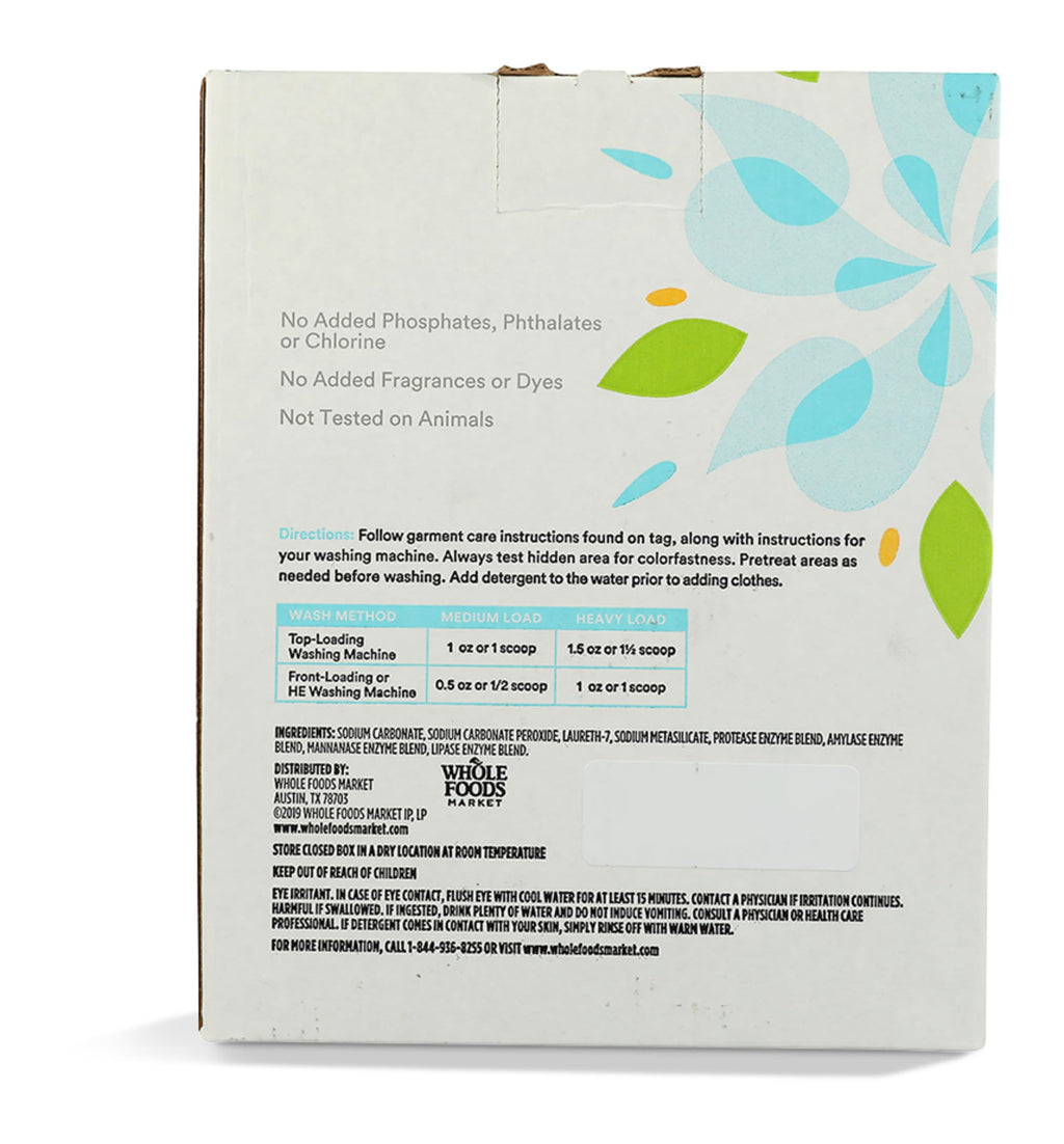 Powdered Laundry Detergent Unscented 80 HE Loads 80 Oz 365 By Whole Foods Market