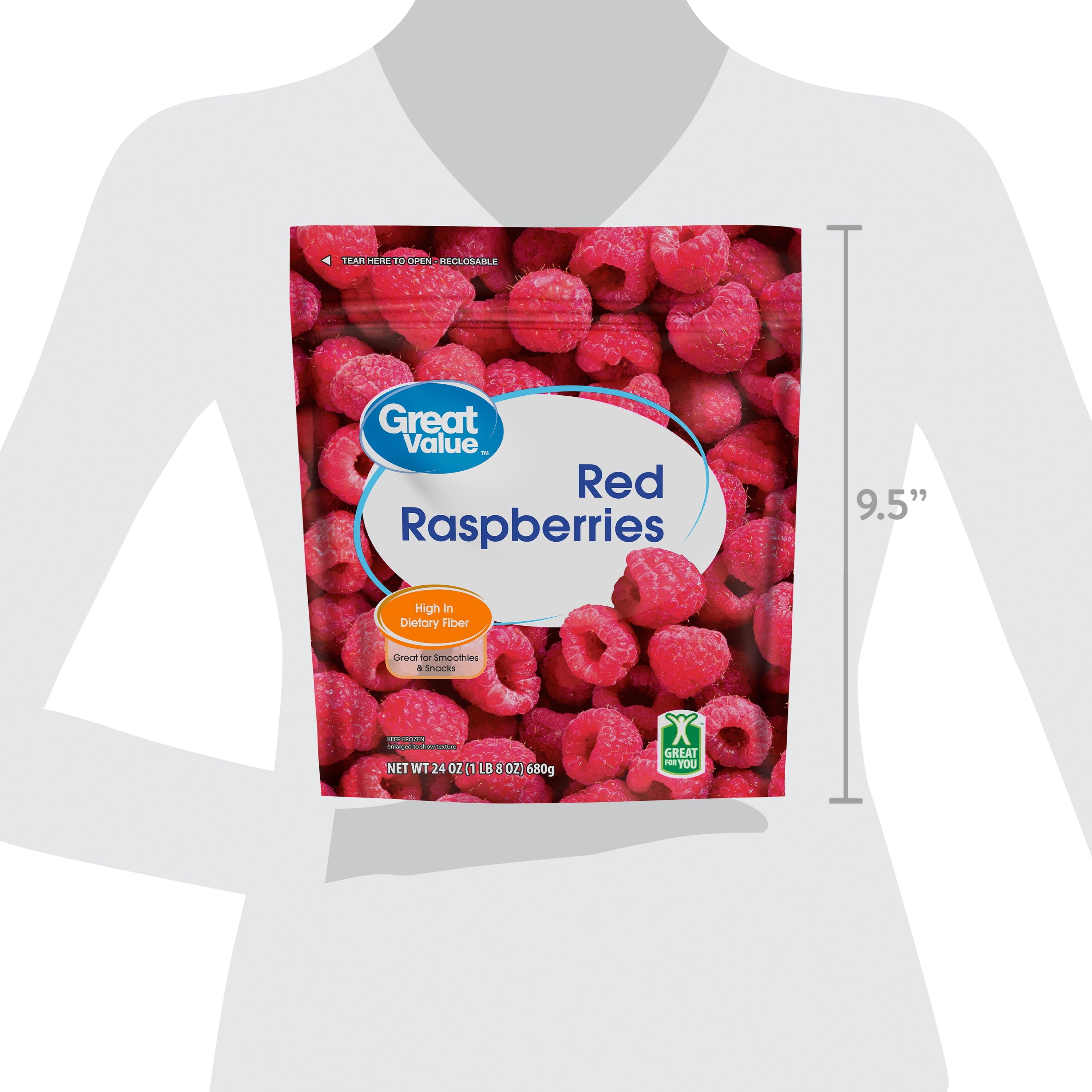 Great Value Red Raspberries Frozen 24 Oz