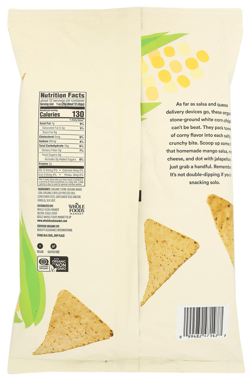 Organic White Corn Tortilla Chips 12 Oz 365 By Whole Foods Market