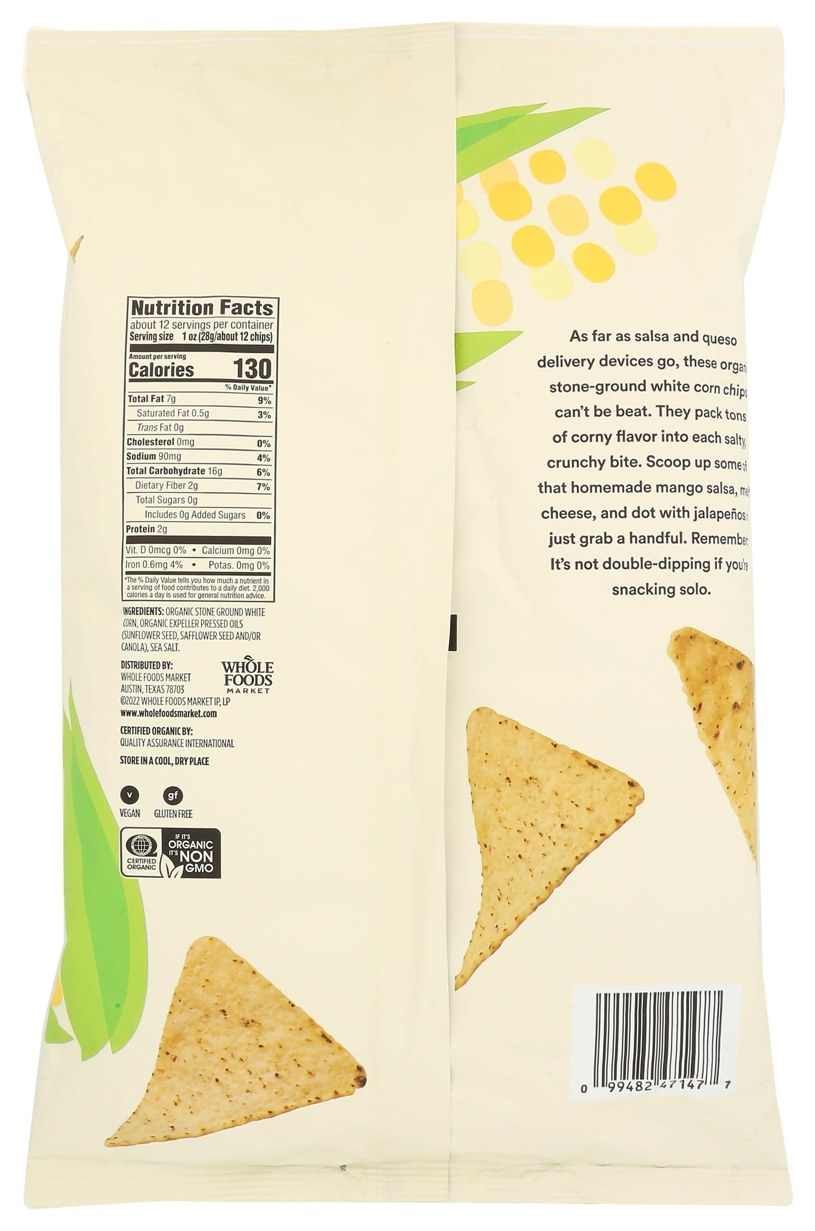 Organic White Corn Tortilla Chips 12 Oz 365 By Whole Foods Market