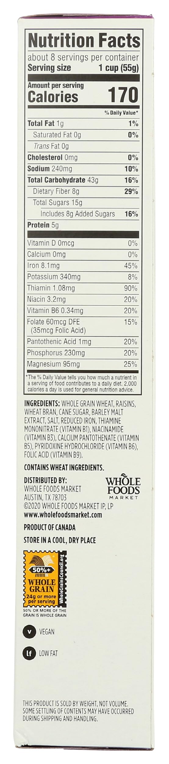 Raisin Bran Cereal 15 Oz 365 By Whole Foods Market