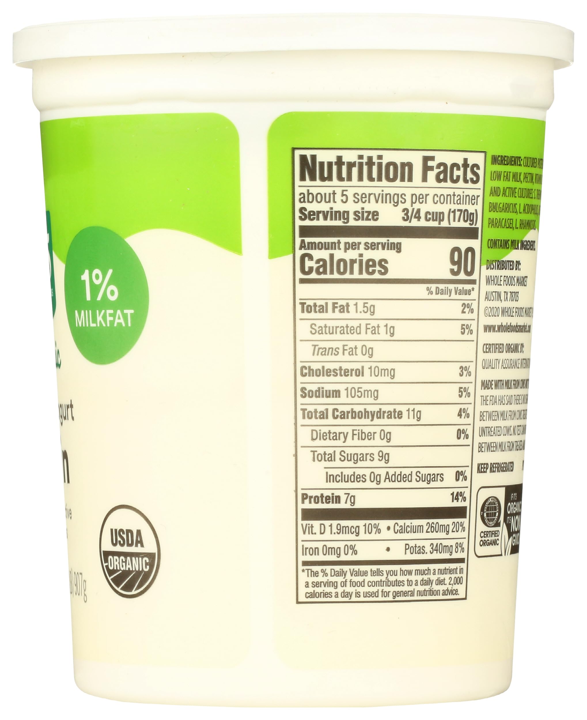 Organic Plain Low Fat Yogurt 32 Oz 365 By Whole Foods Market