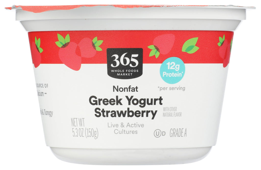Nonfat Strawberry Greek Yogurt 5.3 Oz 365 By Whole Foods Market