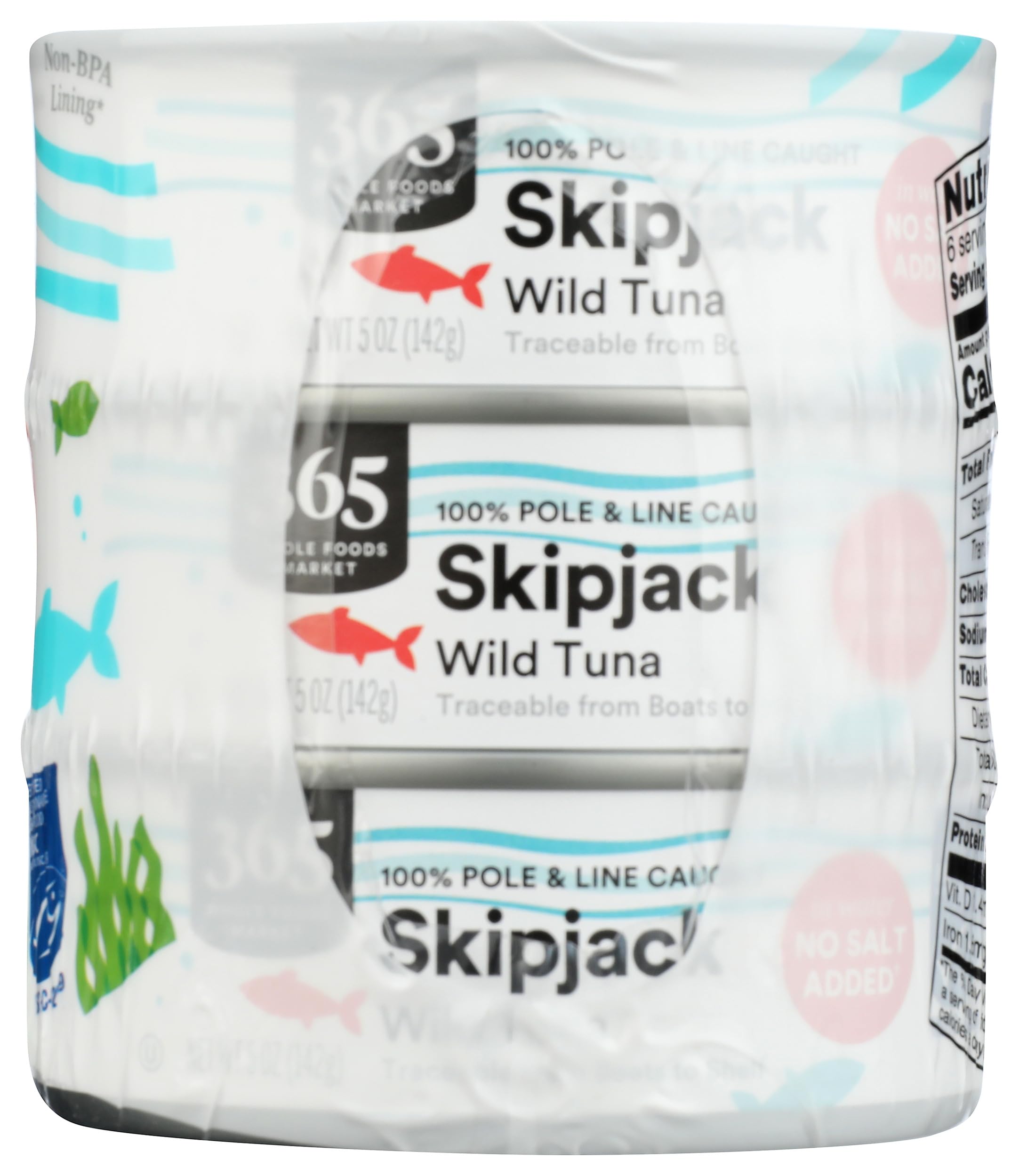 Skipjack Tuna in Water No Salt Added 30 Oz 6 Pack 365 By Whole Foods Market
