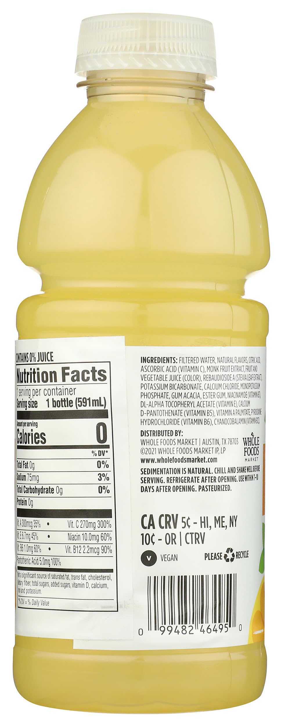Water Nutrient Lemonade Vitamin C No Calorie 20 Fl Oz 365 By Whole Foods Market