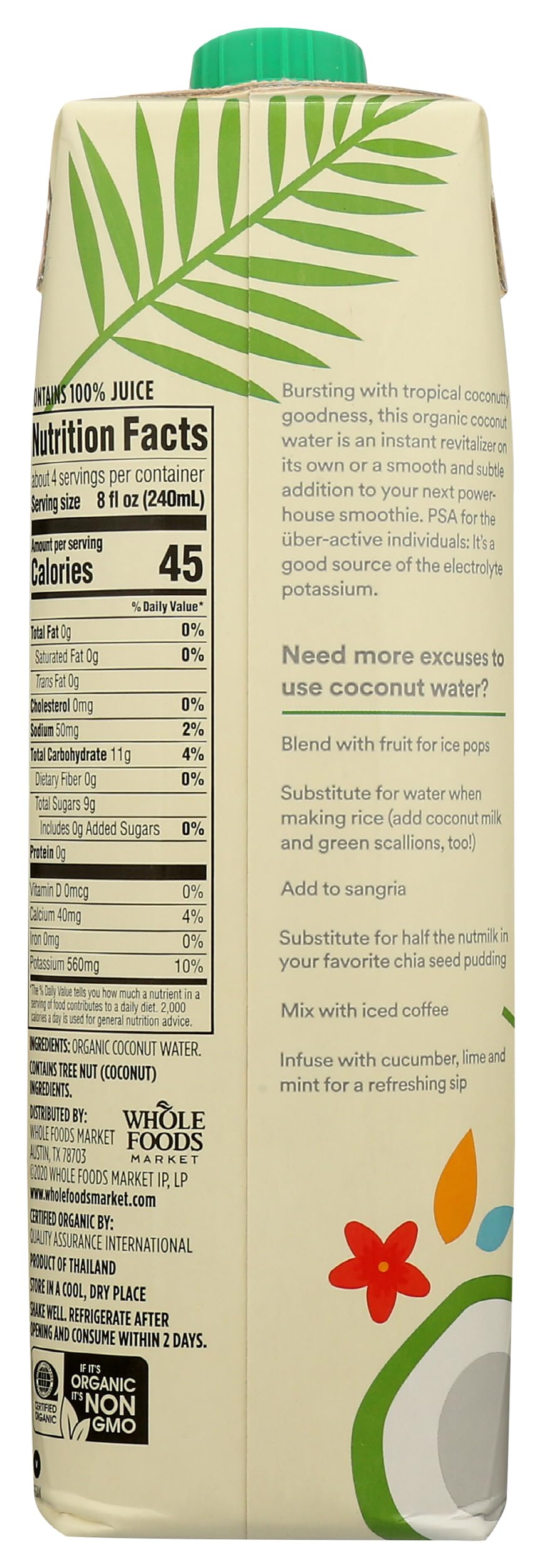 Organic Coconut Water 33.8 Fl Oz 1 Count 365 By Whole Foods Market