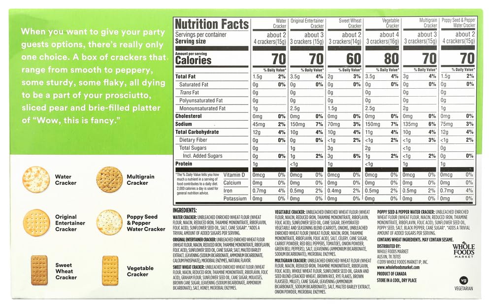 Assorted Entertaining Crackers 8.8 Oz 365 By Whole Foods Market