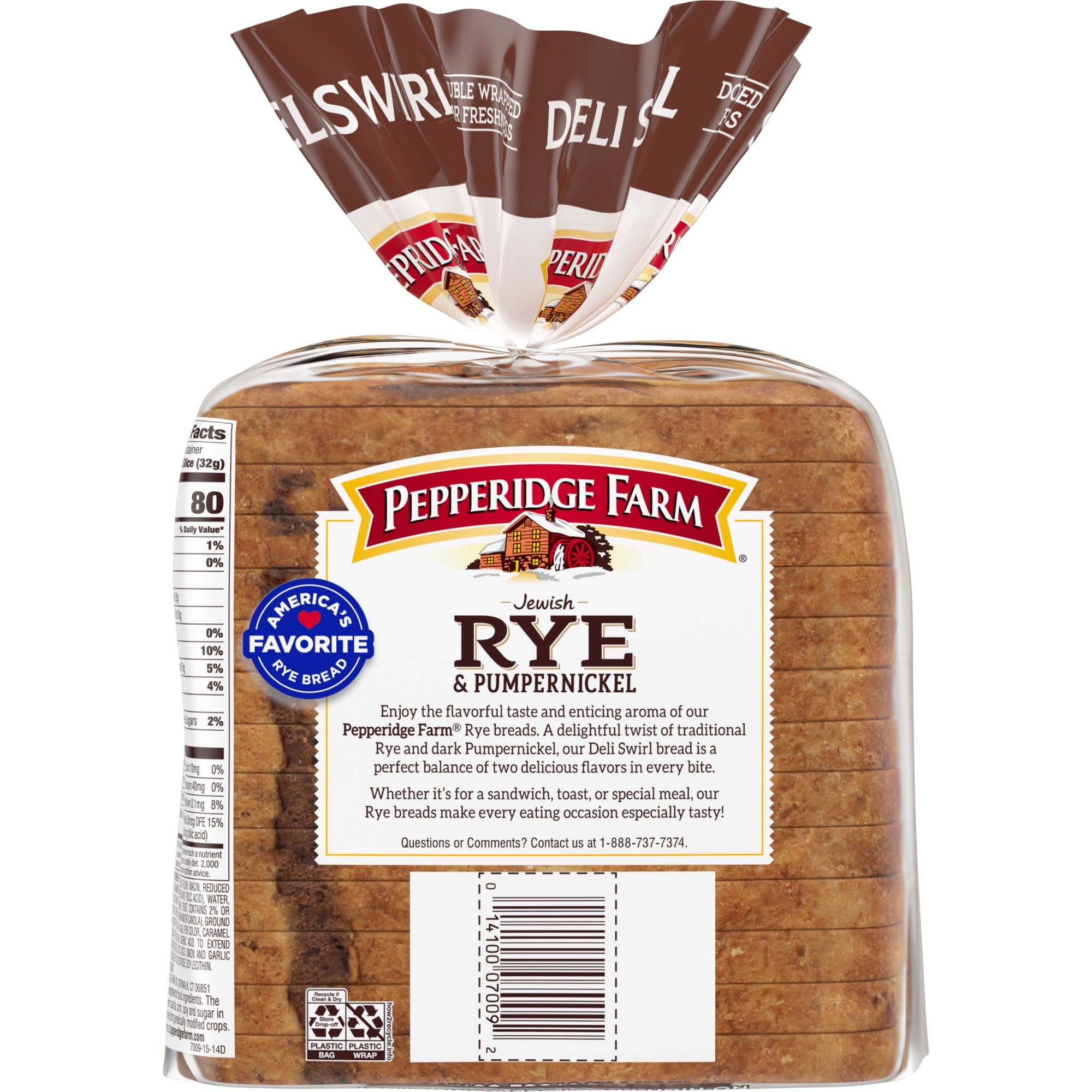Deli Swirl Rye & Pumpernickel Bread 16 Oz