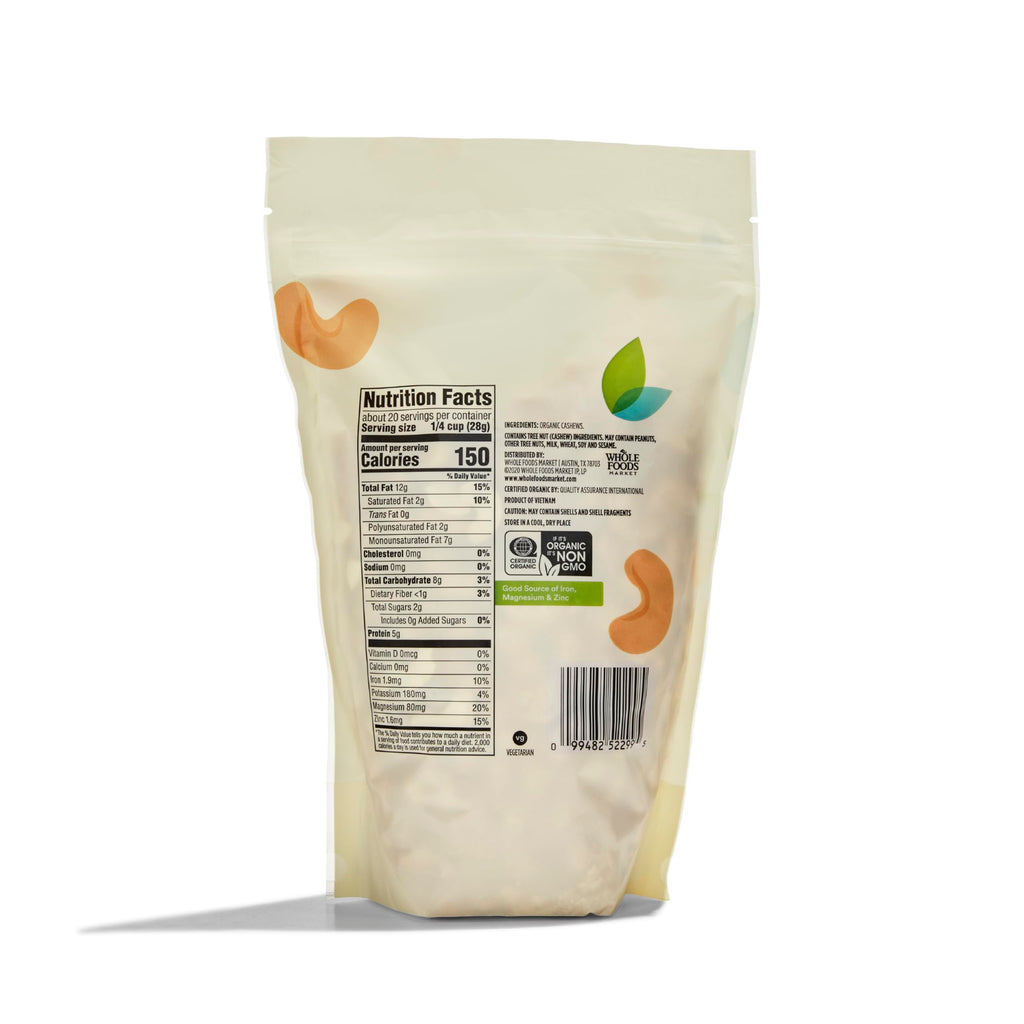 Organic Cashews Unroasted Unsalted 20 Oz 365 By Whole Foods Market