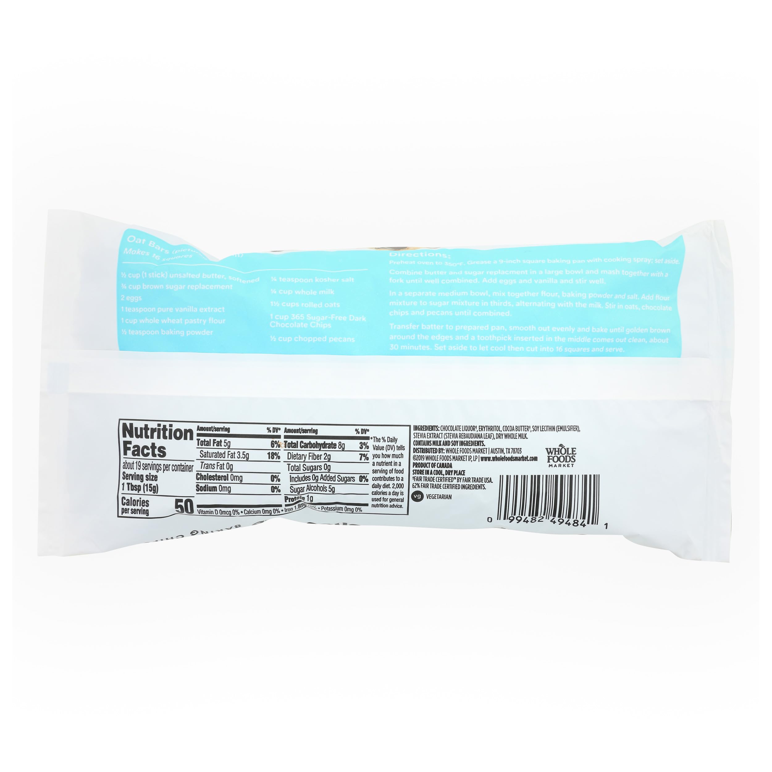 Sugar-Free Dark Chocolate Baking Chips 10 Oz 365 By Whole Foods Market
