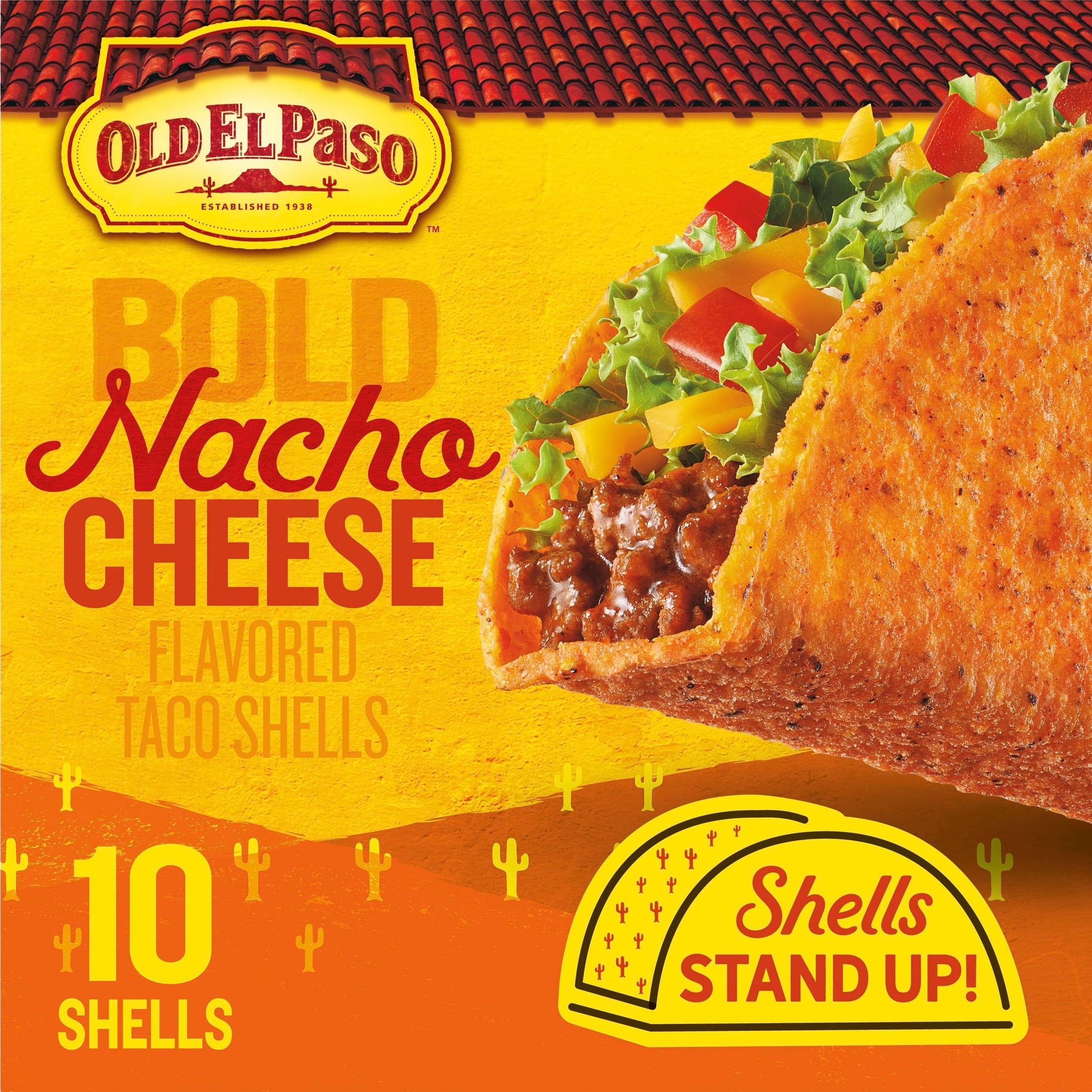 Stand 'N Stuff Bold Nacho Cheese Taco Shells 5.4 Oz 10 Count Old El Paso