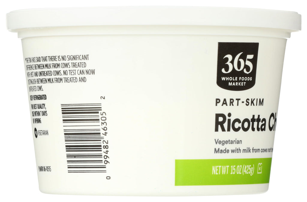 Part Skim Ricotta 15 Oz 365 By Whole Foods Market