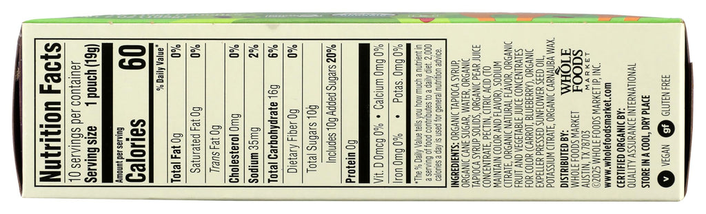 Organic Berry Blend Fruit Snacks 10ct 0.7 Oz 365 By Whole Foods Market