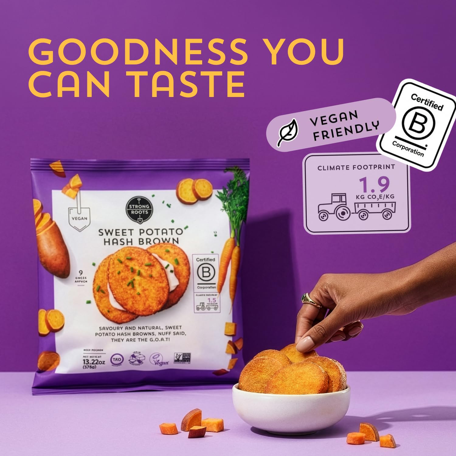 Sweet Potato Hash Browns 7 Frozen Patties 10.58 Oz Strong Roots