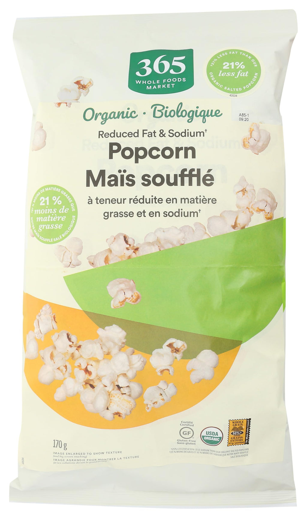 Organic Reduced Fat And Sodium Popcorn 6 Oz 365 By Whole Foods Market