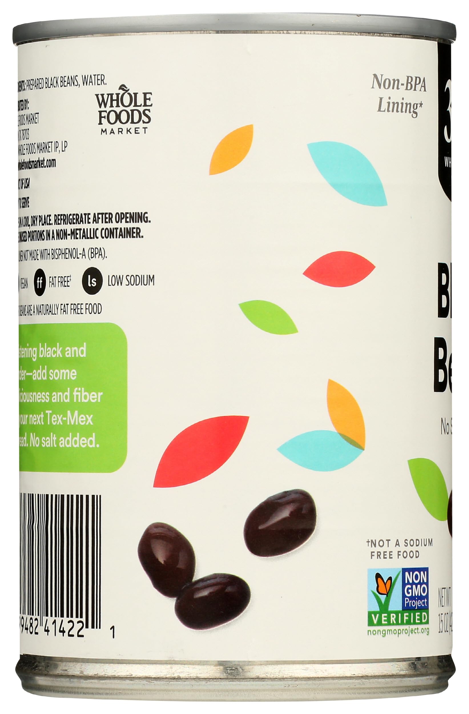 Unsalted Black Beans 15 Oz 365 By Whole Foods Market