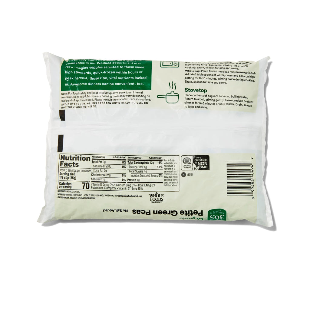 Organic Petite Peas 32 Oz 365 By Whole Foods Market