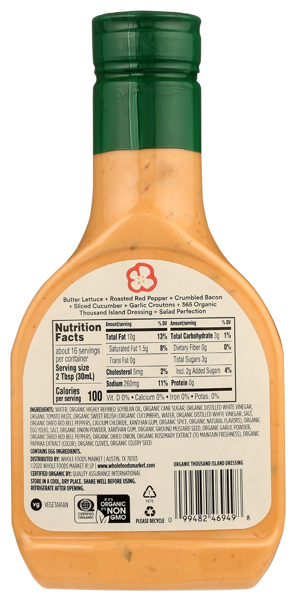 Organic Thousand Island Dressing 16 Oz 365 By Whole Foods Market