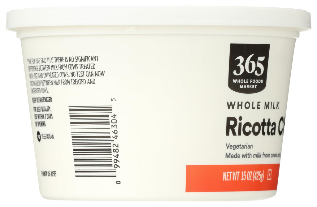 Ricotta Whole Milk 15 Oz 365 By Whole Foods Market