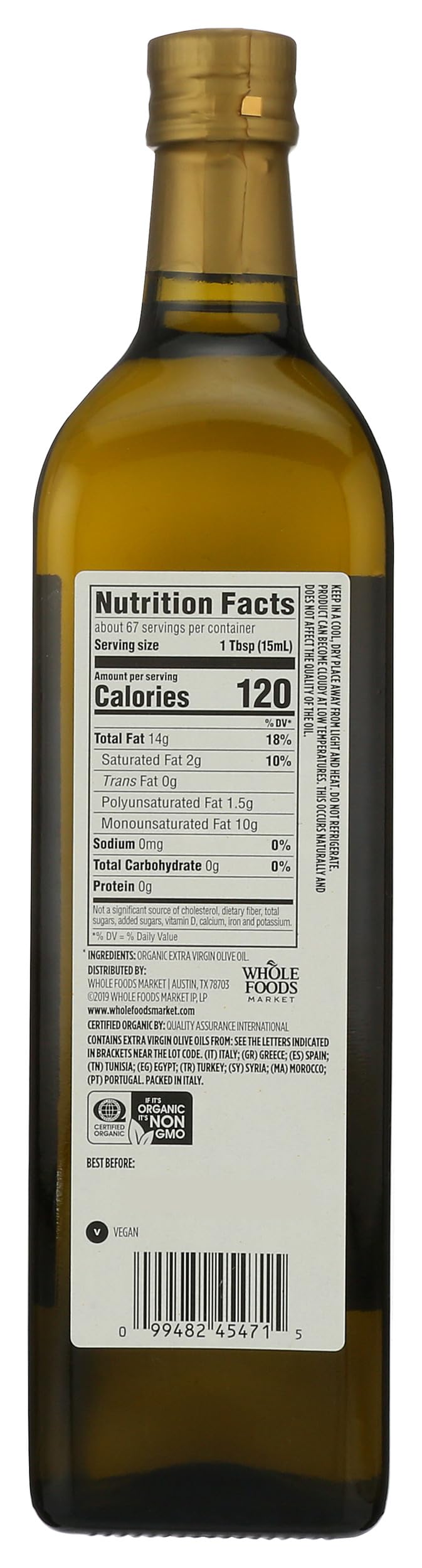 Organic Extra Virgin Mediterranean Olive Oil 33.8 Fl Oz 365 By Whole Foods Market