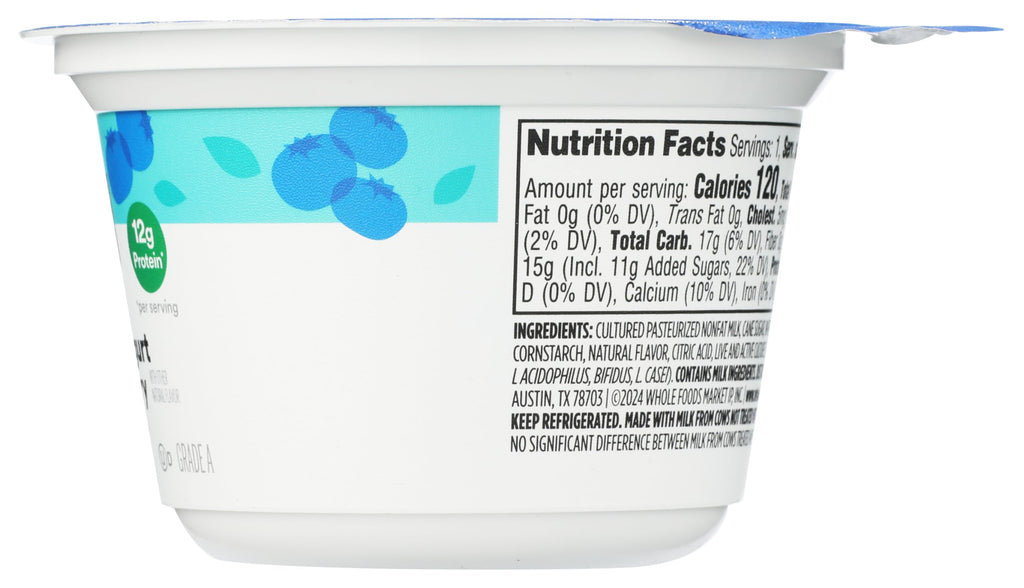 Nonfat Blueberry Greek Yogurt 5.3 Oz 365 By Whole Foods Market