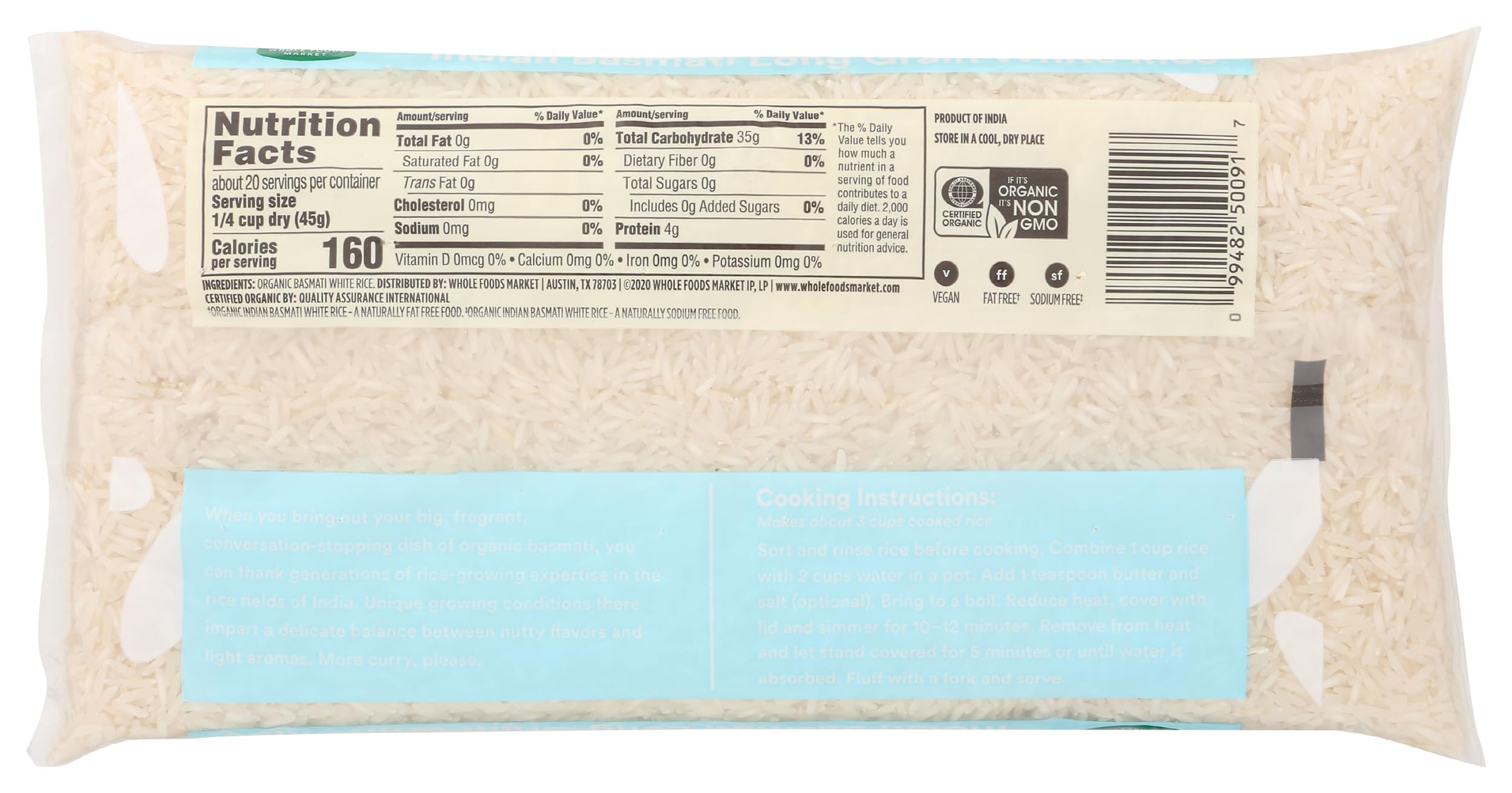 Organic White Basmati Indian Rice 32 Oz 365 By Whole Foods Market