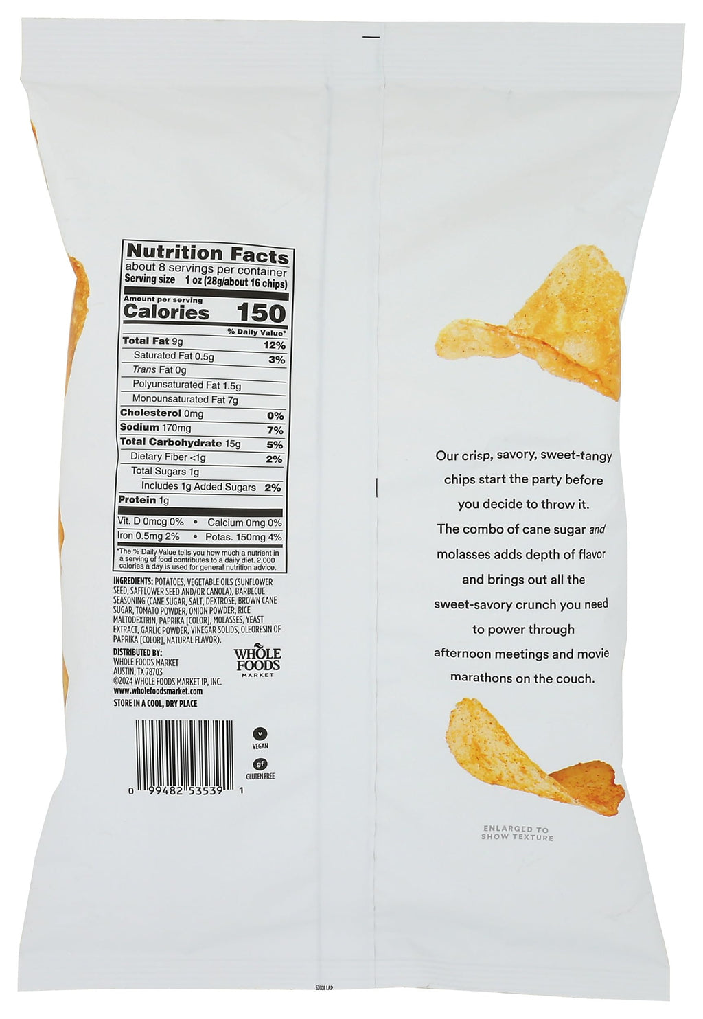 Barbecue Potato Chips 8 Oz 365 By Whole Foods Market