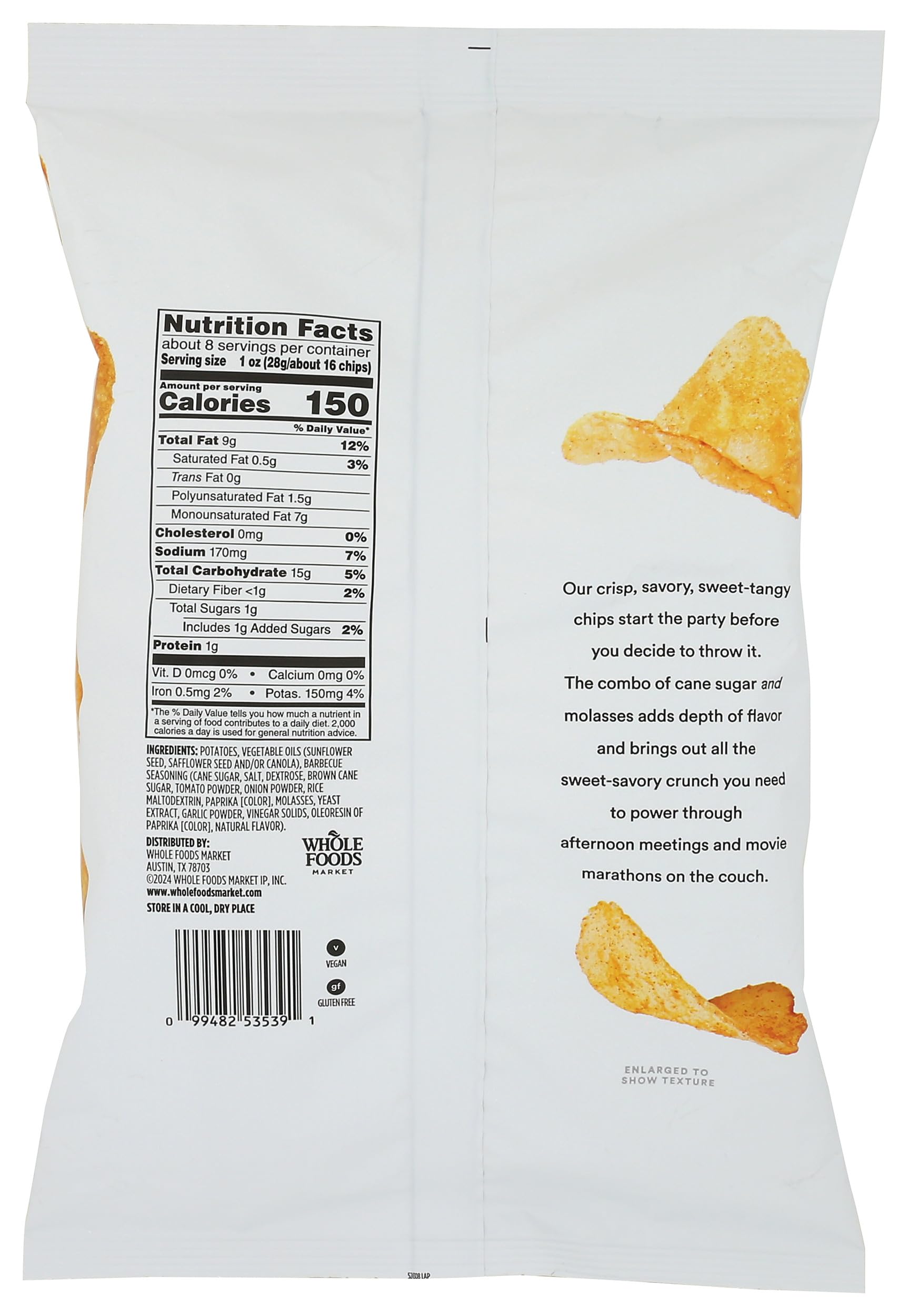 Barbecue Potato Chips 8 Oz 365 By Whole Foods Market