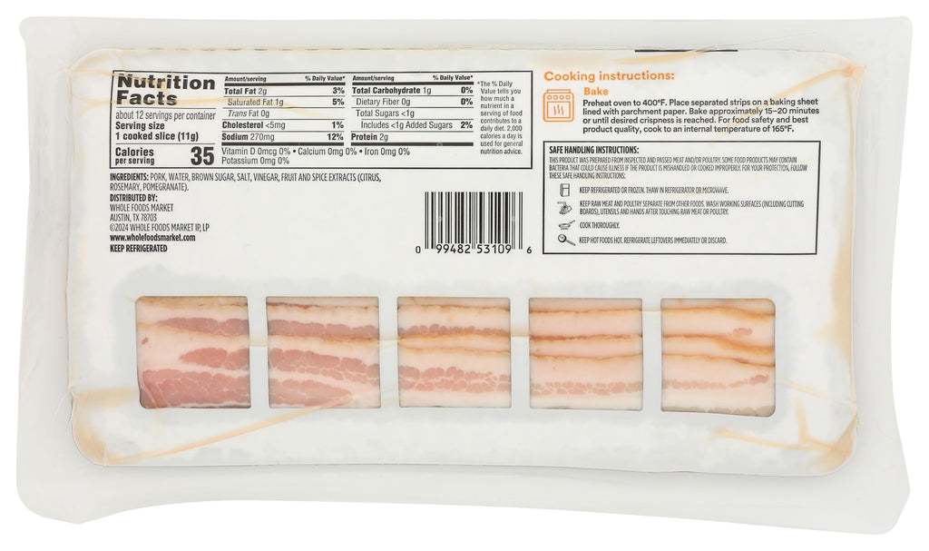 Uncured Applewood Smoked Bacon 12 Oz 365 By Whole Foods Market