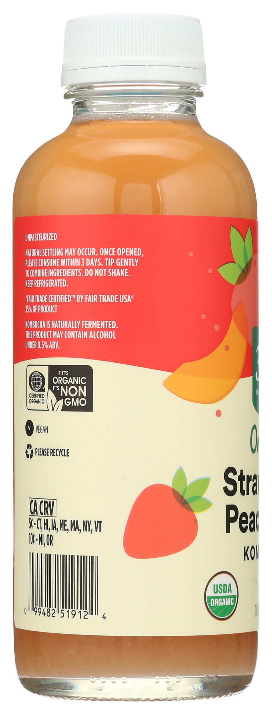 Organic Strawberry Peach Mint Kombucha 16 Fl Oz 365 By Whole Foods Market