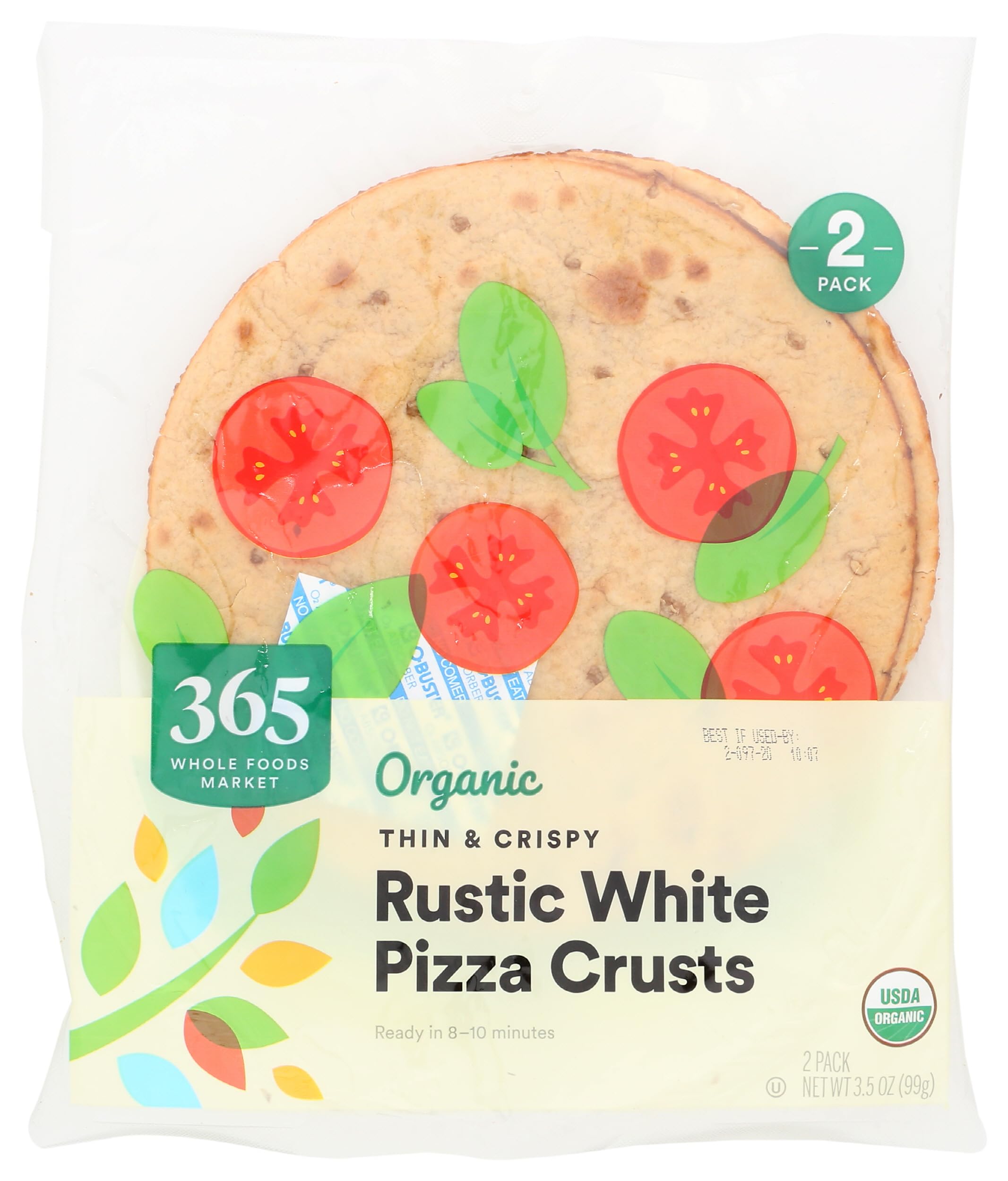 Organic Rustic White Pizza Crusts 7 Inch 2 Count 3.5 Oz 365 By Whole Foods Market