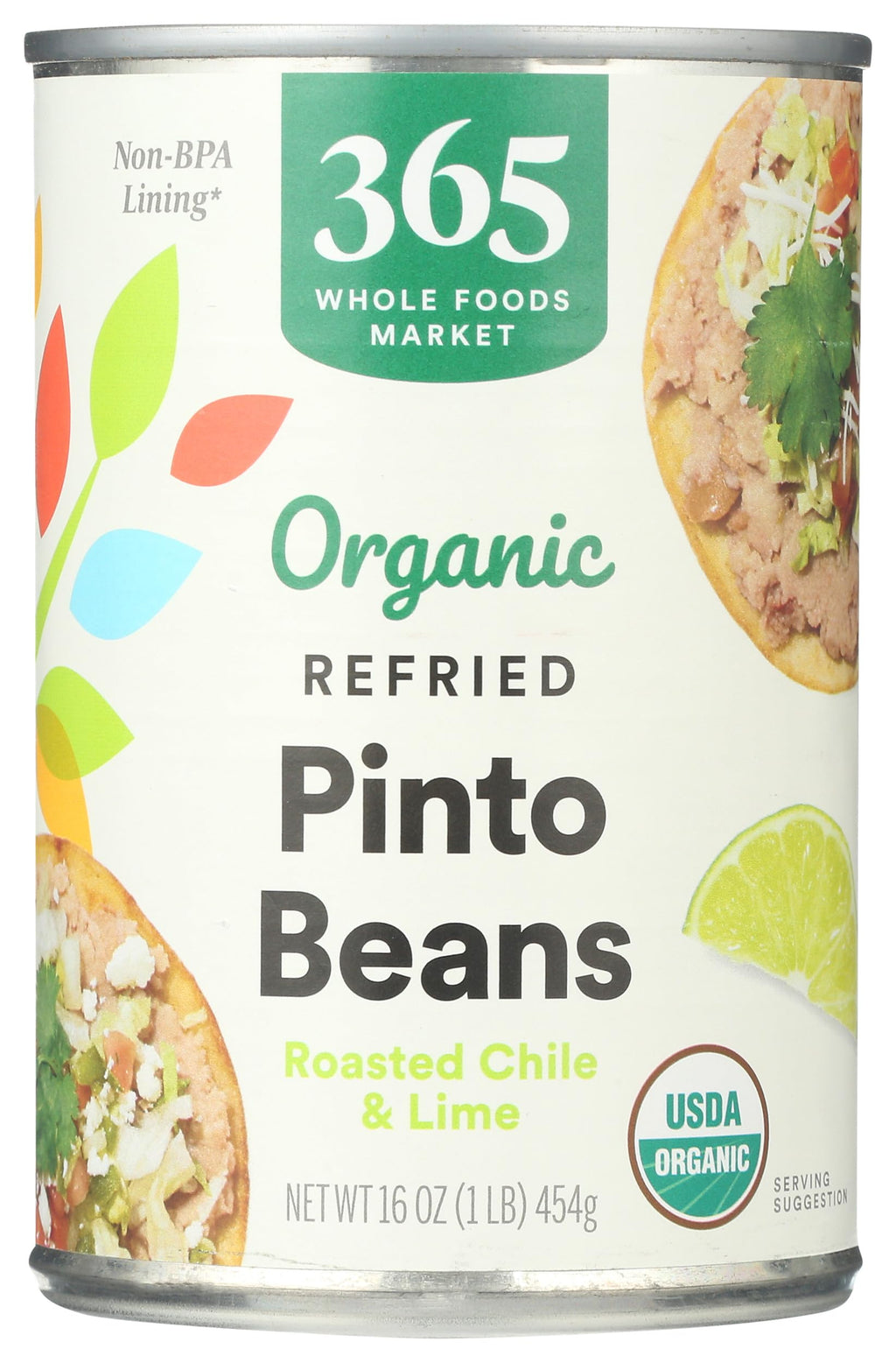 Organic Refried Beans Roasted Chili & Lime 16 Oz 365 By Whole Foods Market