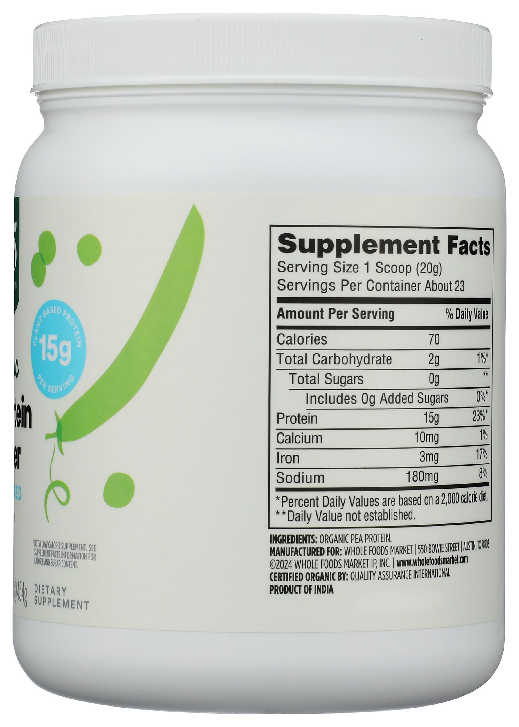 Organic Pea Protein 16 Oz 365 By Whole Foods Market
