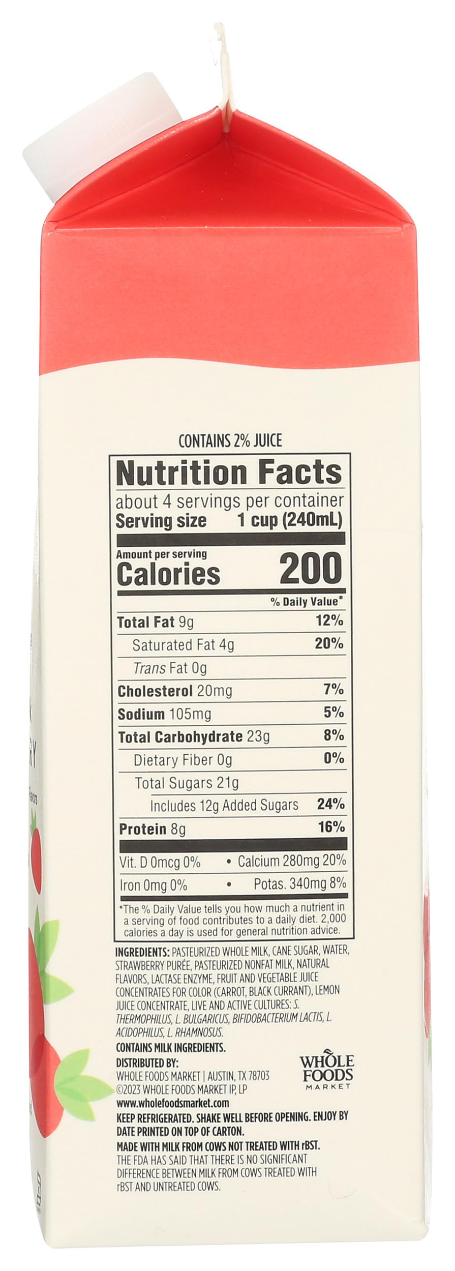 Strawberry Kefir 32 Fl Oz 365 By Whole Foods Market