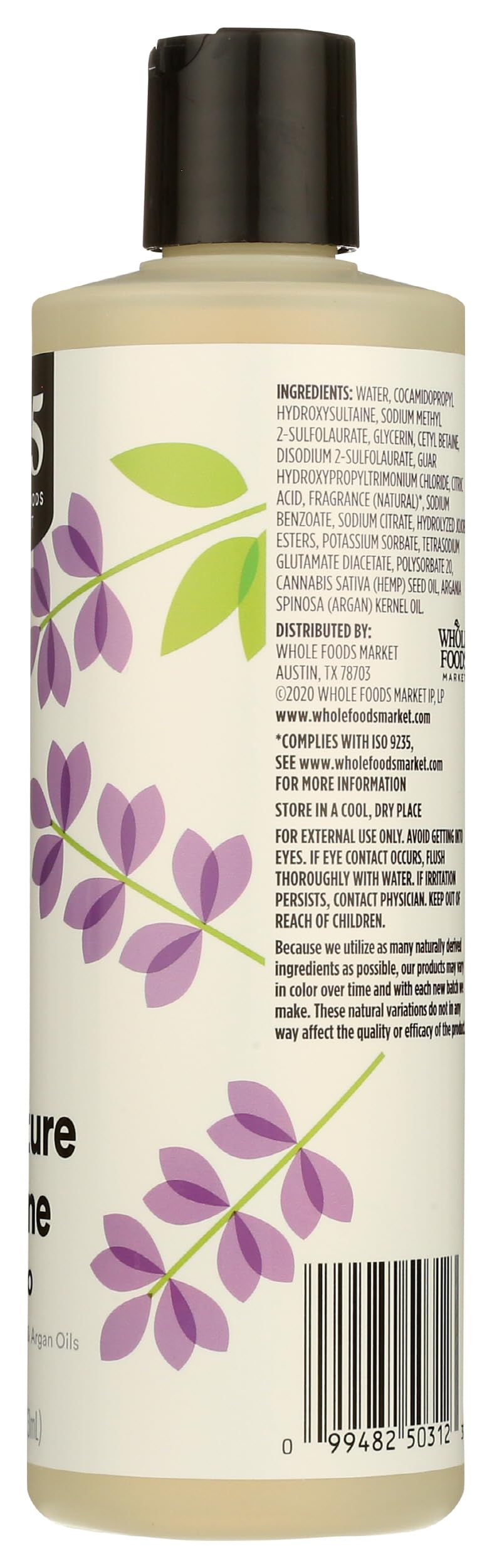 Moisture & Shine Shampoo With Hemp Seed & Argan Oil Lavender 16 Fl Oz 365 By Whole Foods Market