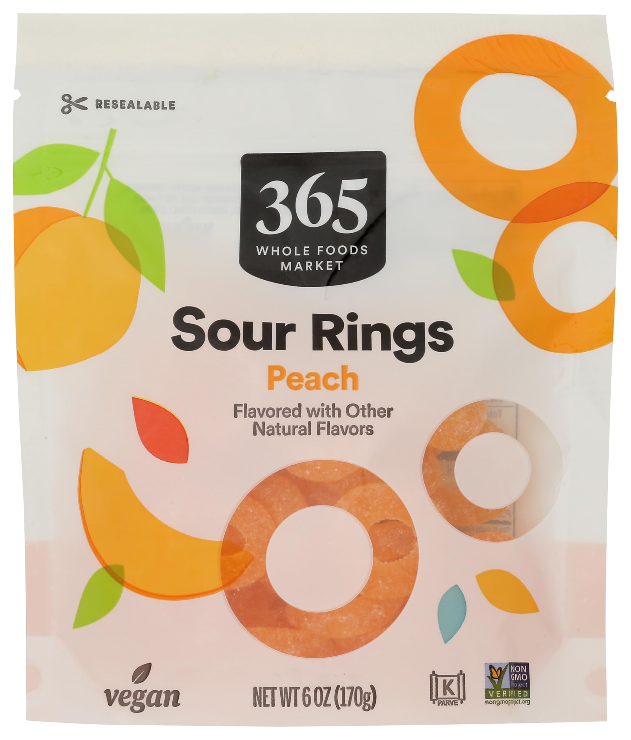 Sour Gummy Peach Rings 6 Oz 365 By Whole Foods Market