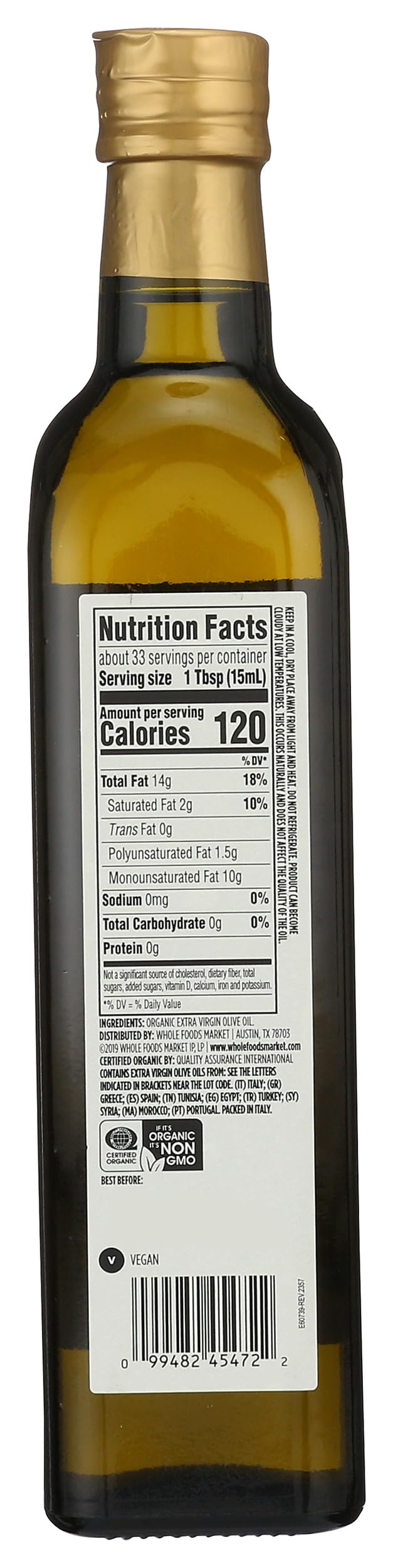 Organic Extra Virgin Olive Oil Mediterranean Blend 16.9 Fl Oz 365 By Whole Foods Market
