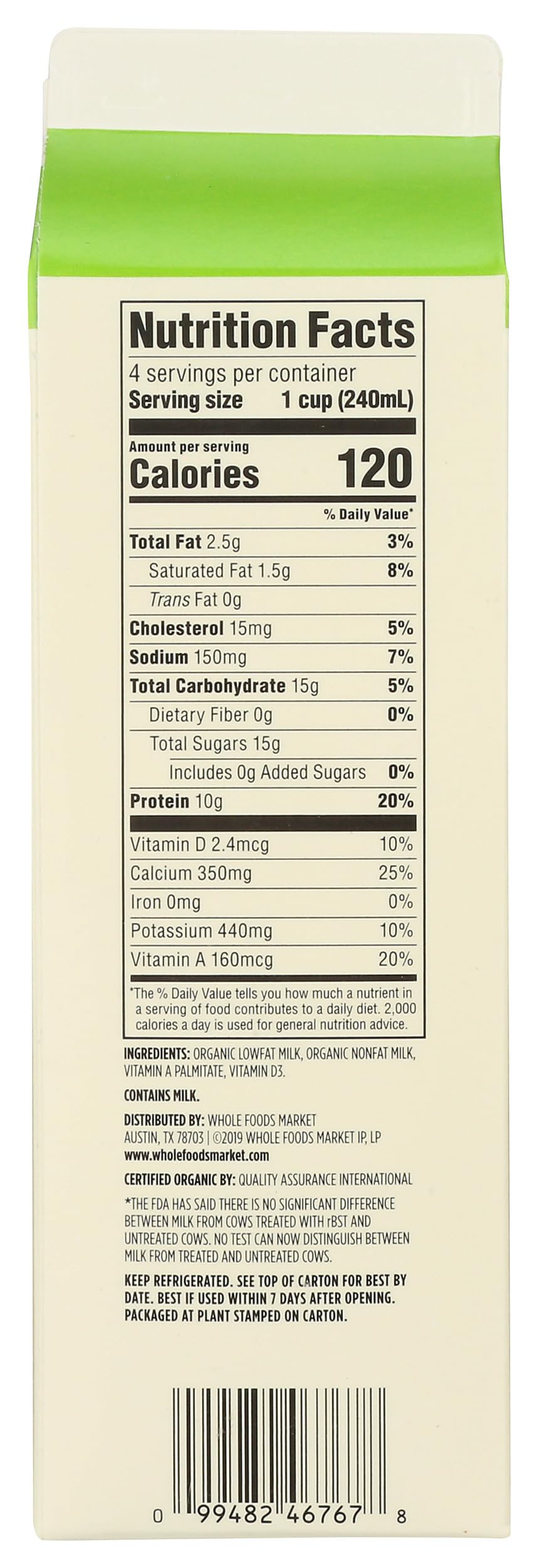 Organic 1% Milk 32 Fl Oz 365 By Whole Foods Market