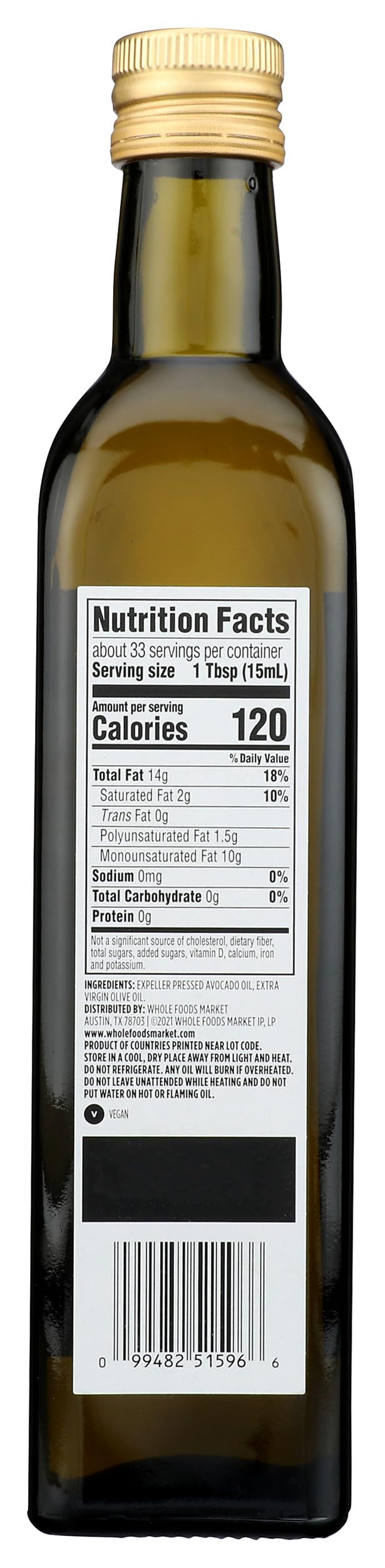 Avocado And Extra Virgin Olive Oil Blend 16.9 Oz 365 By Whole Foods Market