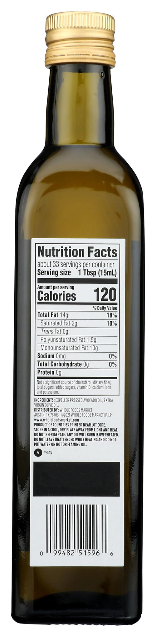 Avocado And Extra Virgin Olive Oil Blend 16.9 Oz 365 By Whole Foods Market